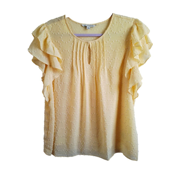 ZAC & RACHEL Tops - ZAC & RACHEL Yellow Ruffle Sleeve Blouse Large spring summer cottage core